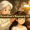 Grandma's homemade rosemary oil recipe or Rosemary infused hair oil in a glass bottle